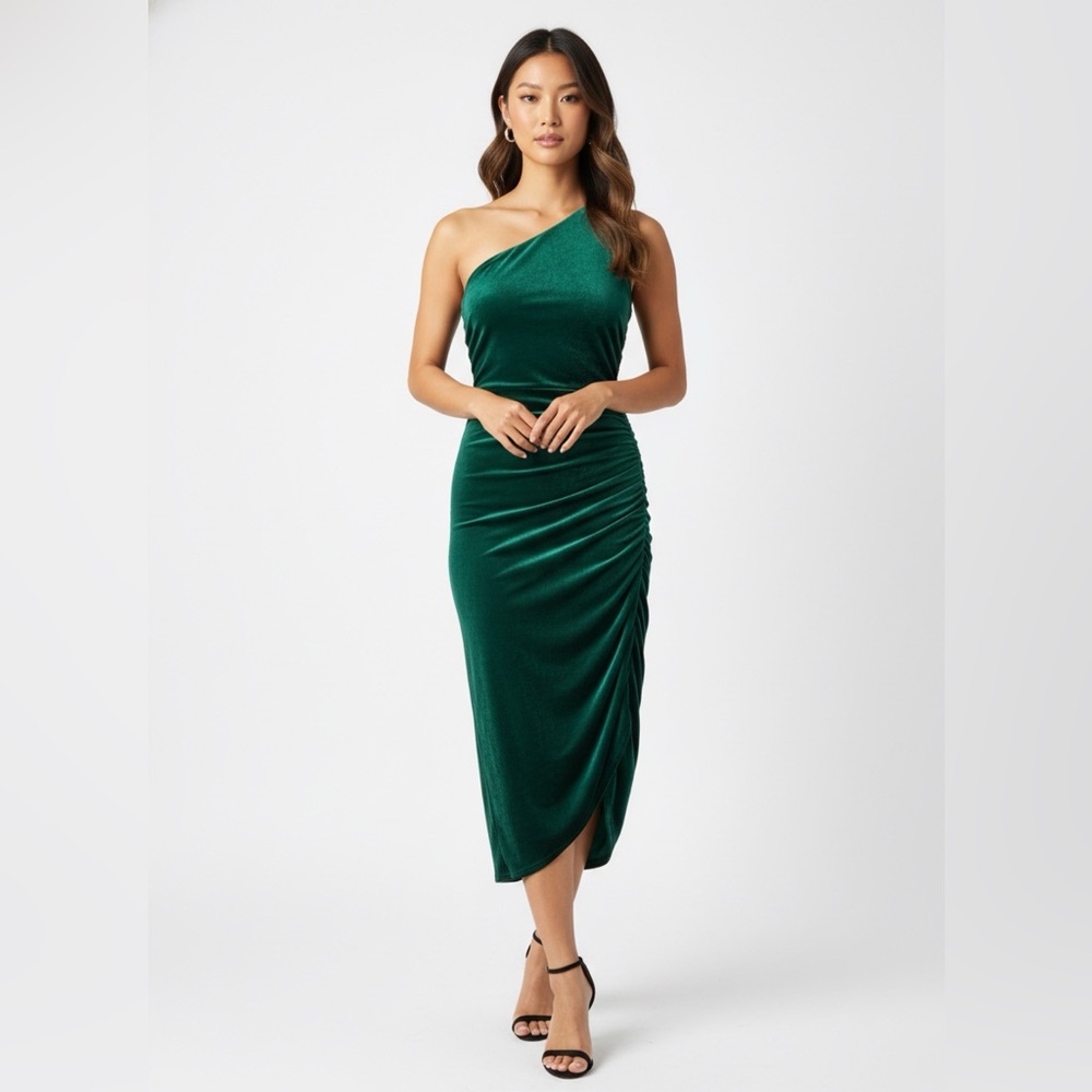 Lulu's Emerald One Shoulder Dress